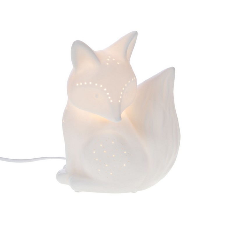 Lampada a forma di volpe in porcellana, perfetta per camerette e appassionati di animali